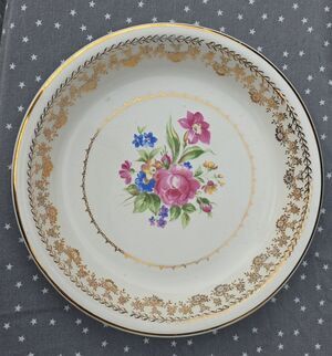 Stetson American Beauty Platters Set Floral 22K Gold Oval & Round Vintage